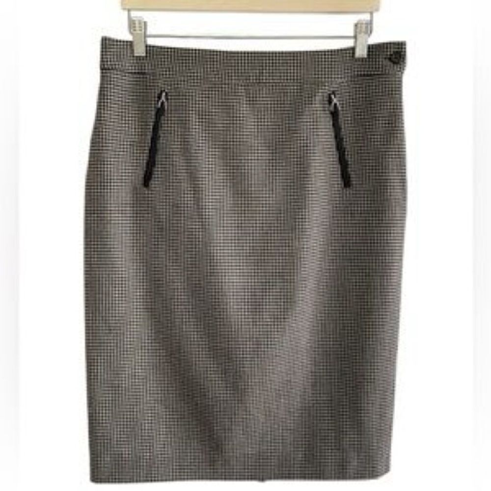 Ralph Lauren Green Label Houndstooth black and white Wool Pencil Skirt Size 10